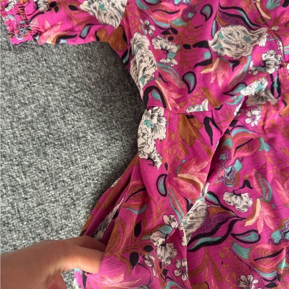 Nurture‎ Westbound Floral Midi Dress Boho Chic Pink Tiered V Neck Size XL rayon - Picture 12 of 14